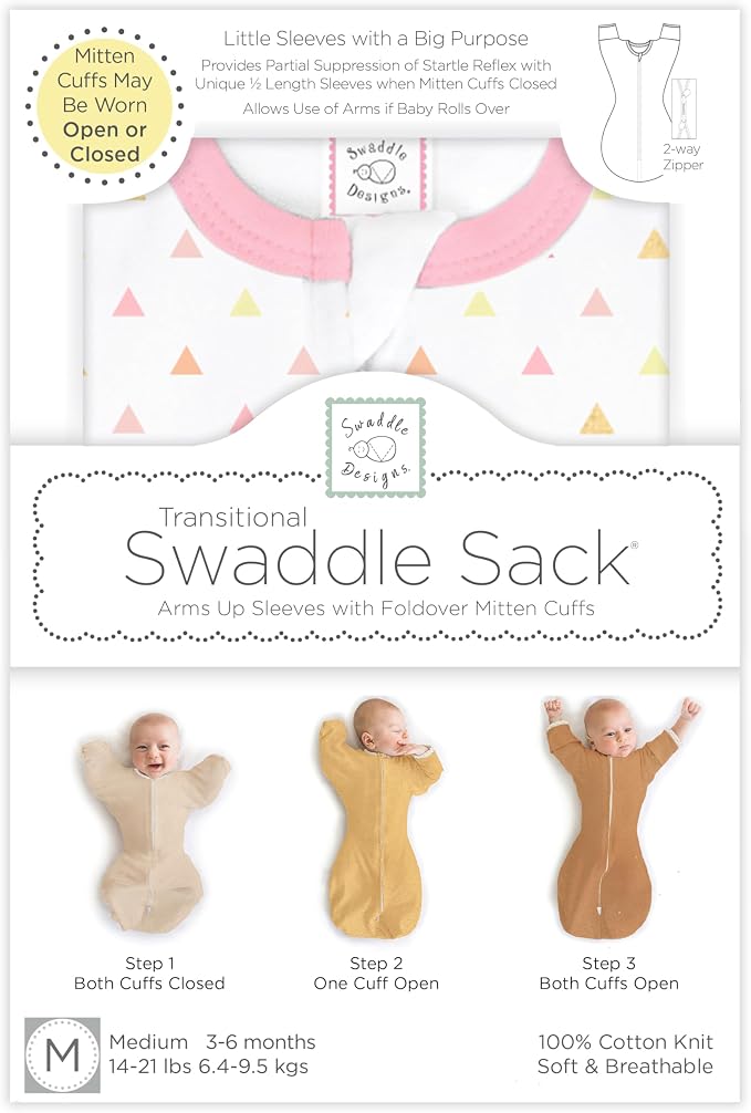 SwaddleDesigns Transitional Swaddle Sack, Arms Up Half-Length Sleeve & Mitten - Image 7
