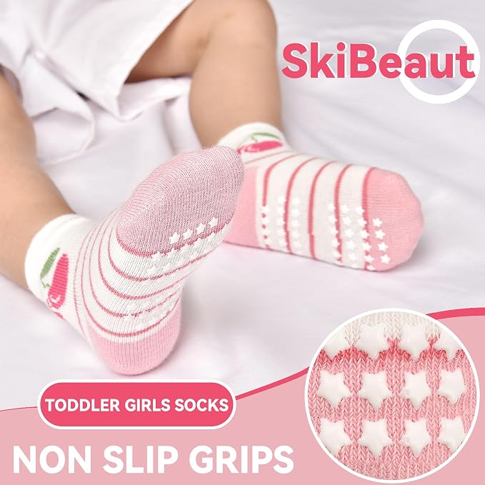 SkiBeaut Baby Toddlers Girls Socks, 12 Pairs Non Slip Kids Grips Toddler Grippy - Image 3