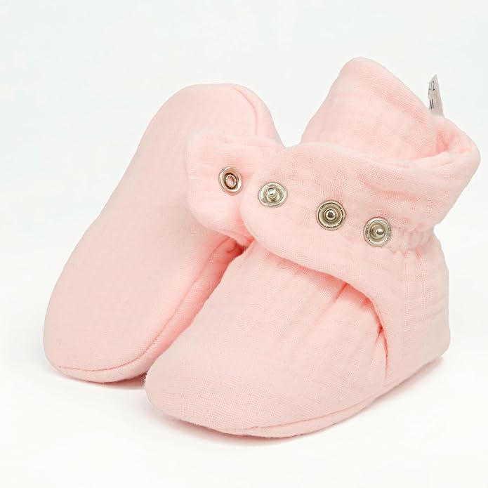 Ella Bonna Baby Booties Organic Cotton Muslin Newborn Baby Slippers Baby Boy - Image 4