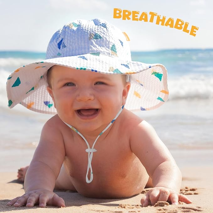 HONGTEYA Baby Sun Hat Wide Brim Adjustable Toddler Beach Bucket Hat | Soft - Image 2