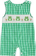 Newborn Baby Boys Sleeveless Seersucker Romper One Piece Straps Overalls by Arvbitana
