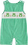 Newborn Baby Boys Sleeveless Seersucker Romper One Piece Straps Overalls by Arvbitana