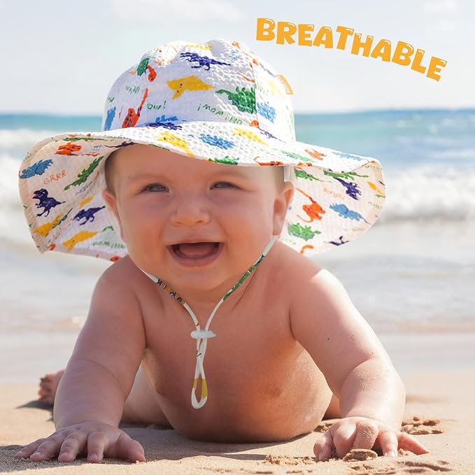 HONGTEYA Baby Sun Hat Wide Brim Adjustable Toddler Beach Bucket Hat | Soft - Image 2
