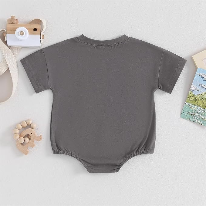 Baby Boy Girl Bubble Romper Infant Plain Oversize T-shirt Bodysuit - Image 3