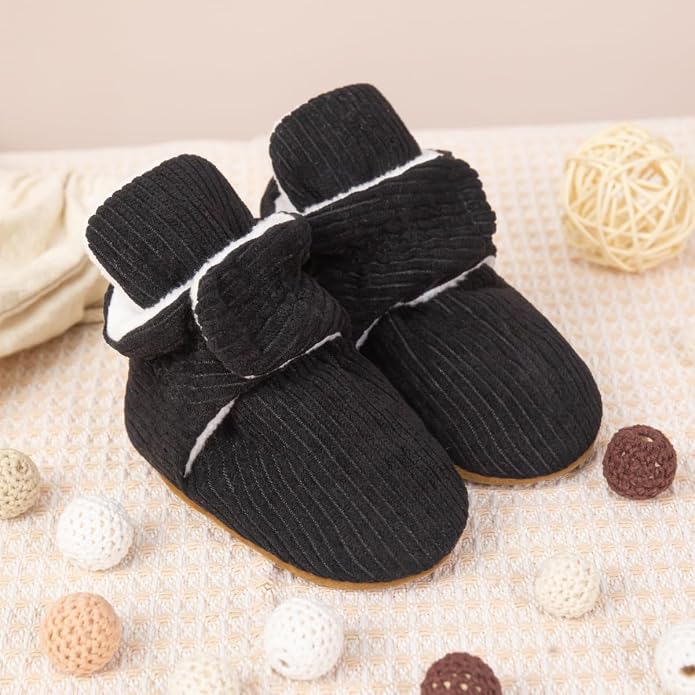 Babelvit Newborn Baby Boy Girl Soft Fleece Booties Stay On Infant Slippers - Image 3
