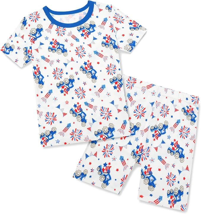 babee Reshinee Bamboo Viscose Toddler Boys Pajamas Set, Short Sleeve Kids by babeeReshinee