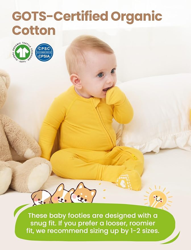 PATPAT Organic Cotton Baby Footie Pajamas - Image 2
