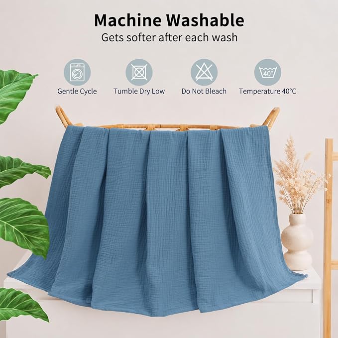 NESTALLY Cocoon Muslin Swaddle Blankets 3 Pack, Soft Breathable Large 47"x47" - Image 9