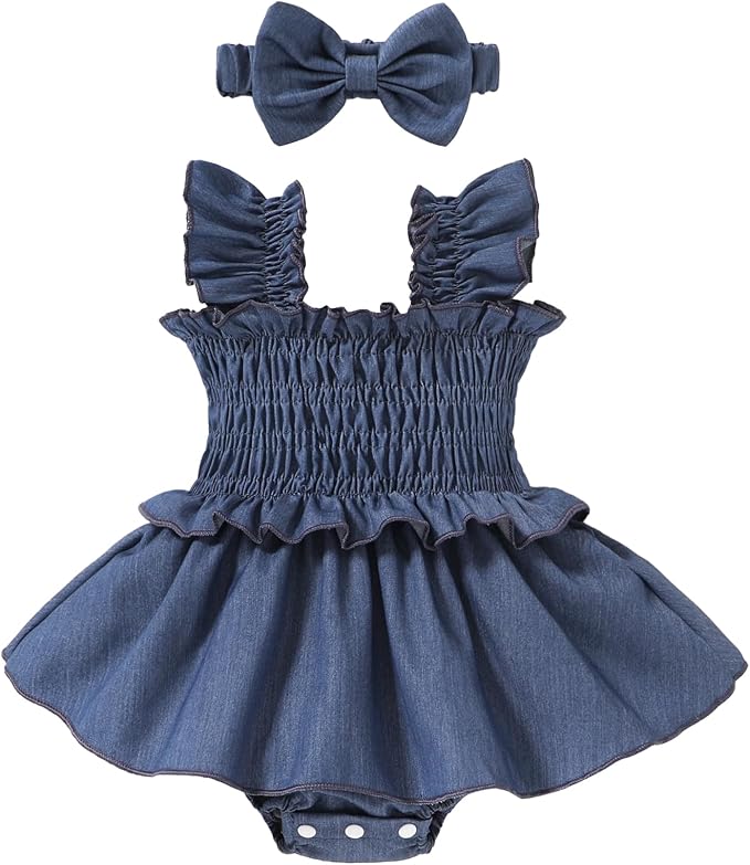 YOUNGER TREE Baby Girl Clothes Ruffle Romper Boho Dress Summer Cake Smash by YOUNGERTREE