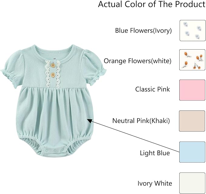 Ruliby Baby Girls Clothes Cotton Bubble Romper Summer Newborn Outfits | - Image 2