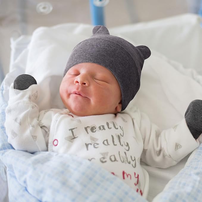 BQUBO Newborn Baby Hats Mittens Set Hospital Hat Beanie Infant Caps Baby Gloves - Image 5