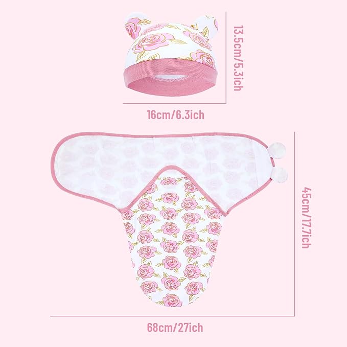 Dizila 2 Sets Adjustable Soft Cotton Blend Newborn Infant Baby Girl Receiving - Image 2