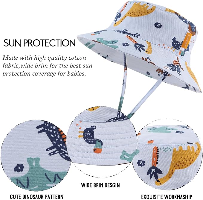 JANGANNSA Cotton Baby Sun Hat Infant Toddler Boys Girls Bucket Hats Summer Sun - Image 4