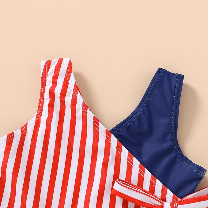 Happy Town Toddler Swimsuit Girl One Piece Bathing Suit Color Block Swimwear Baby Summer Beach Wear