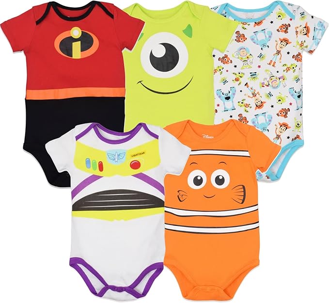 Disney Baby 5-Pack Short Sleeve Bodysuits Newborn to Infant by Disney
