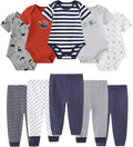 Baby Bodysuit and Pant Set 10-pcs Cotton Soft Newborn Boy Girl Clothes Outfits