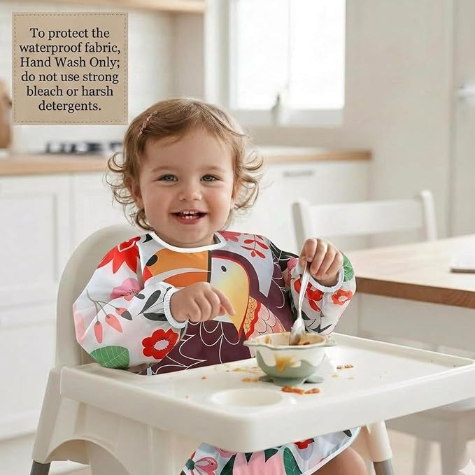 PandaEar 5 Pack Baby Long Sleeve Bibs| Waterproof Full Sleeve Bib - Image 6