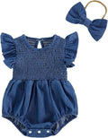 Kavousa Newborn Baby Girl Clothes Summer Bubble Romper Headband Outfit by KAVOUSA