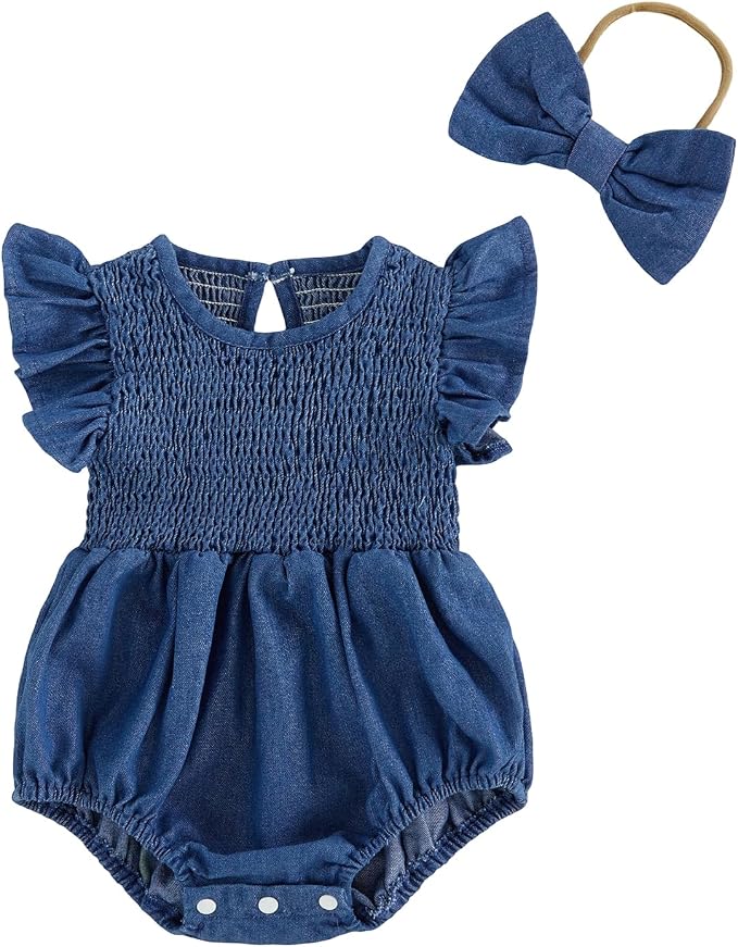 Kavousa Newborn Baby Girl Clothes Summer Bubble Romper Headband Outfit by KAVOUSA