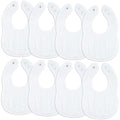 Comfy Cubs Muslin Bibs for Babies, Pack of 8 - Soft and Highly Absorbent, Feeding, Drool and Teething Bib, Adjustable Snaps - Stylish & Colorful Unisex Designs, Giftable Set - White