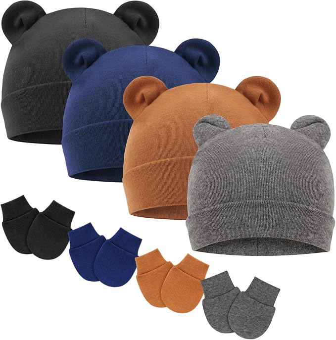 BQUBO Newborn Baby Hats Mittens Set Hospital Hat Beanie Infant Caps Baby Gloves by DRESHOW