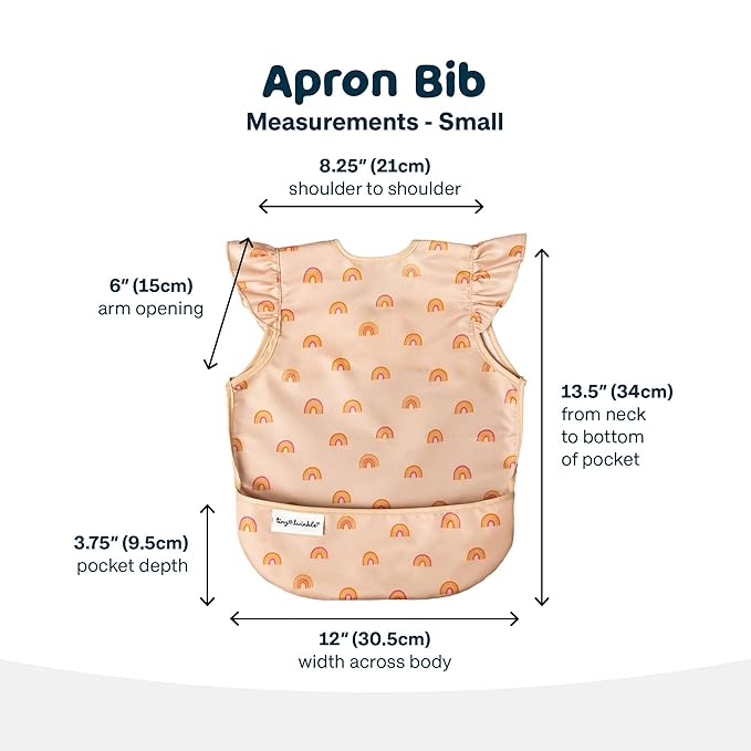 Tiny Twinkle Short Sleeve Apron Baby & Toddler Bib for Girls – Waterproof, Mess-Proof Bibs for Eating & Feeding, Machine Washable,Perfect Holiday Gift (Cotton Candy, 6–24M)