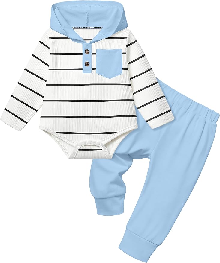 Fommy Newborn Baby Boy Clothes Plaid Letter Print Long Sleeve Hoodies + Long by Fommy