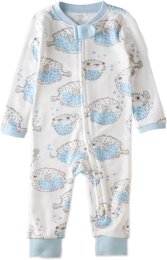 Butterblu Shadow Sleep & Play 100% Cotton Footless Two Way Zip Front PJs by Butterblu