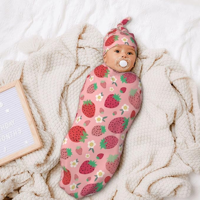 Strawberry Swaddle Blankets Soft Receiving Blanket Baby Swaddle Wrap - Image 7