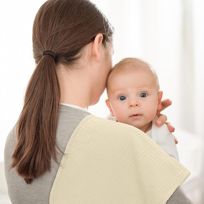 Bearmoss Muslin Burp Cloths, 100% Cotton Baby Burping Clothes, Large Extra Soft - Image 2