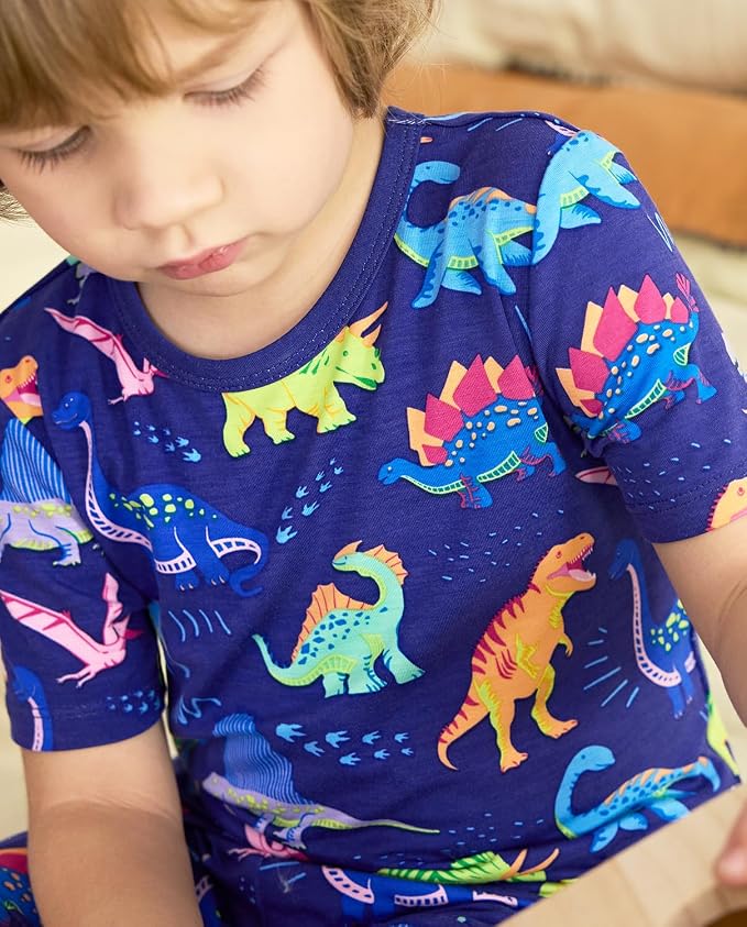 babee Reshinee Bamboo Viscose Toddler Boys Pajamas Set, Short Sleeve Kids - Image 4