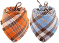 Fall Dog Bandana Autumn Thanksgiving Plaid Reversible Triangle Bibs Scarf by KZHAREEN