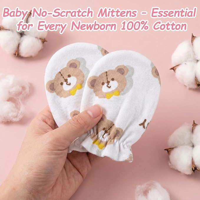 8 Pairs Newborn Baby Mittens No Scratch, Cotton Baby Gloves Infant Mittens - Image 7