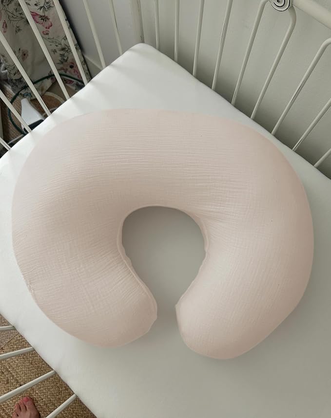 Nursing Pillow Covers 2 Pack, Muslin Nursing Cover for Breastfeeding Pillows, Comfortable for Baby Girls and Boys (Leaf-B & Sage)