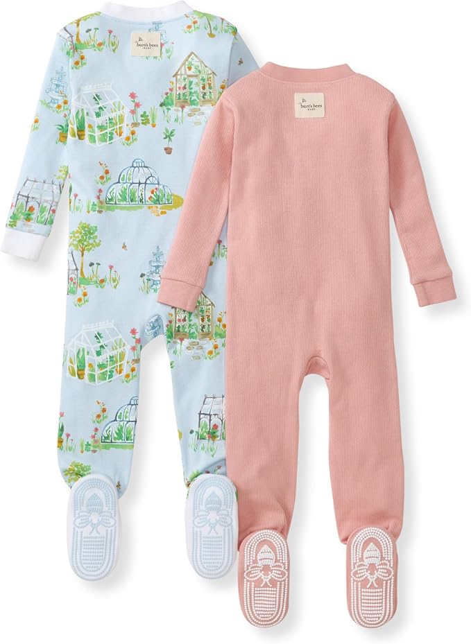 Burt's Bees Baby Girls Organic Cotton, Snug Fit Footed Sleeper Pajamas | - Image 2