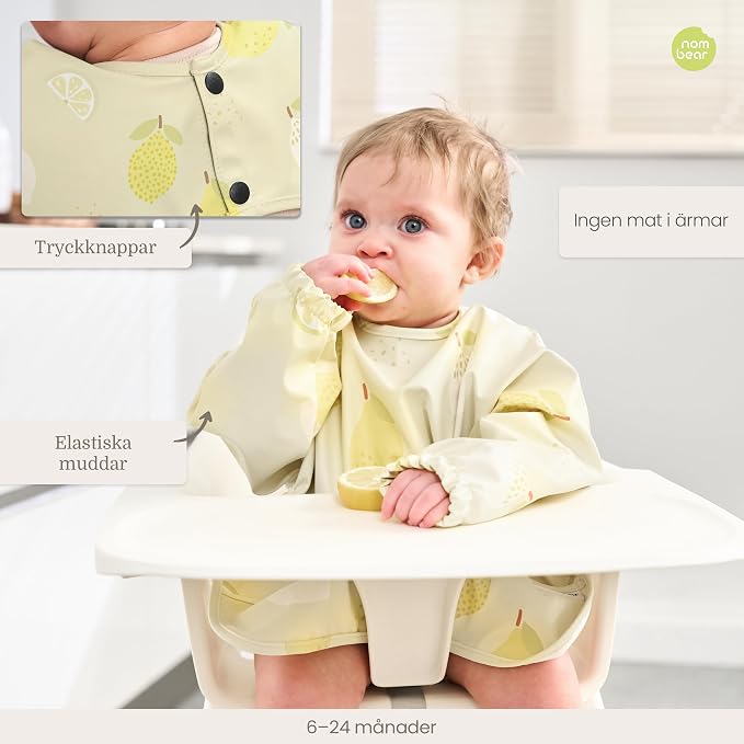 Waterproof Smock Baby Bibs for Eating | Long Sleeve Bib for Baby Led Weaning - Image 6