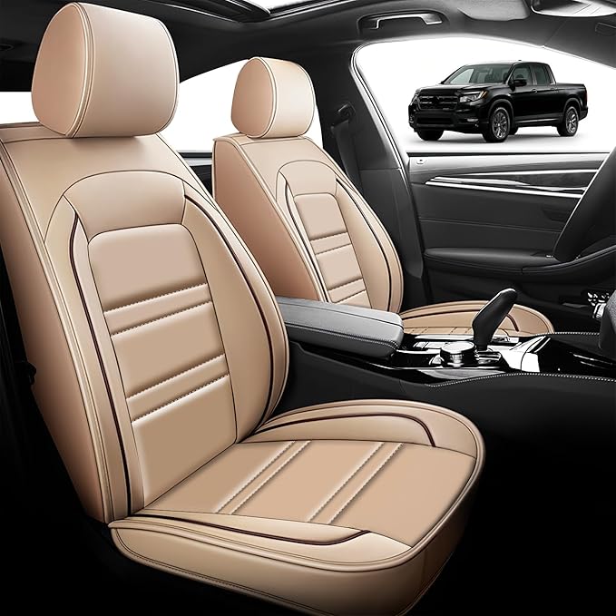 Seat Cover for Honda Ridgeline 2006-2025 | Car Seat Covers Front Seats, Waterproof Seat Protectors, Automotive Front Seat Covers (Front Seat, Beige)