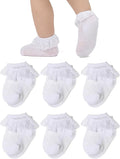EPEIUS Baby Girl Ruffle Socks, Eyelet Frilly Lace Socks by EPEIUS