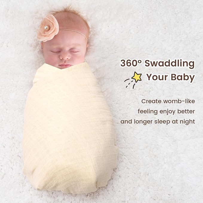 david's kids 4 Pack Baby Muslin Swaddle Blankets 47" x 47", 100% Cotton - Image 5
