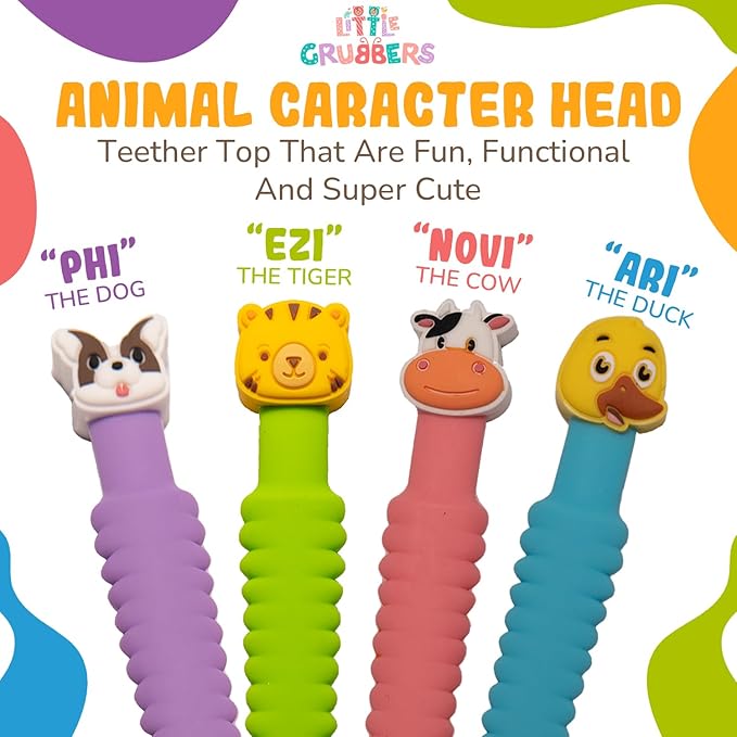 3-in-1 Silicone Baby Spoon Self Feeding 6+ Months - Pediatric OT Designed Teether Spoon, BPA Free Toddler Utensils, Mess-Free, Fun for Baby Led Weaning Supplies, Cow & Duck