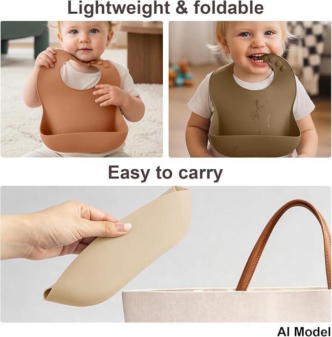 Set of 3 Silicone Bibs for Babies Toddler, Soft Adjustable Bibs for Baby Girl - Image 10
