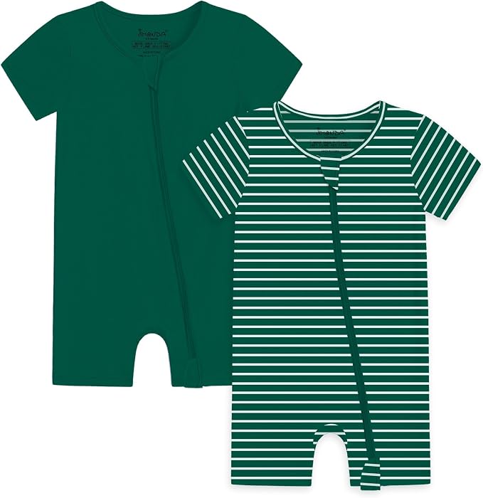 Jimonda Baby Romper Short Sleeve 2-Way Zipper Pajamas Cotton | 2-Pack, One Piece by JimondaBaby