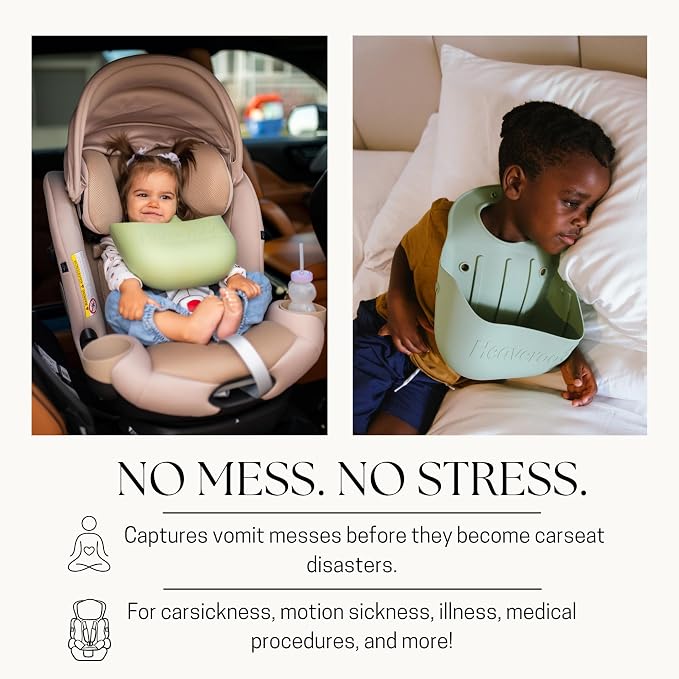 Silicone Vomit Bib, America's ONLY CPSIA Compliant XL bucket, kids | 1L catch - Image 2
