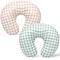FEBSNOW 2 Pack Baby Nursing Pillow Cover, Stretchy Soft Cotton Nursing Cover for Breastfeeding Pillow Removable Comfortable Baby Feeding Slipcovers for Boy Girl, Checkerboard