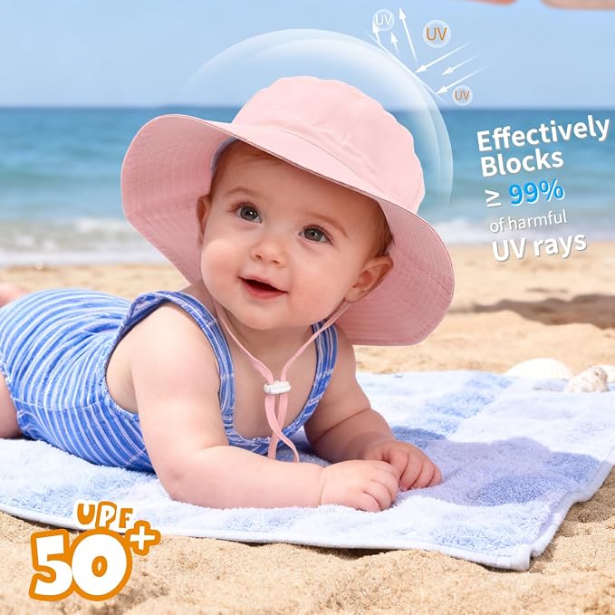Baby Toddler Sun Hat, Boys Girls Adjustable Bucket Hat - Image 2