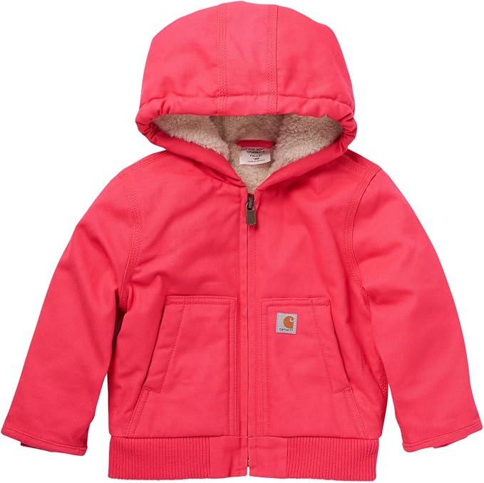 Carhartt Baby Girls Zip-Up Jacket | Polyester Blend | Fuzzy Polyester Body And by Carhartt