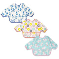 Long Sleeve Bibs For Babies 6-24 Months Full Coverage Shirt Bib for Baby Boys Girls Waterproof Smock Bibs with Sleeves Toddler Mess Free Bib for Eating with Pocket, 3 Pack