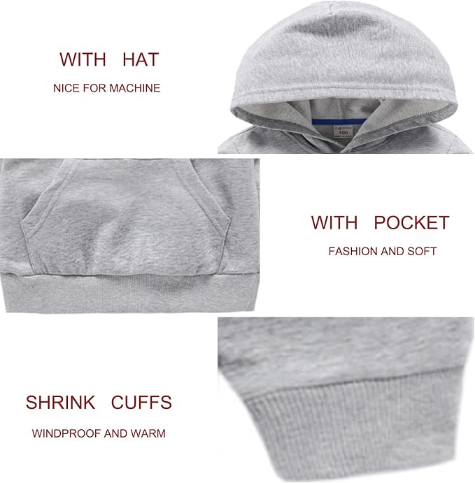 Baby Kids Boy Girl Solid Casual Pocket Hoodie Sweatershirt Long Sleeve Pullover - Image 3