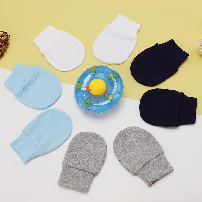 BQUBO Newborn Infant Toddler Mittens No Scratch Cotton Elastic Wrist Gloves - Image 7