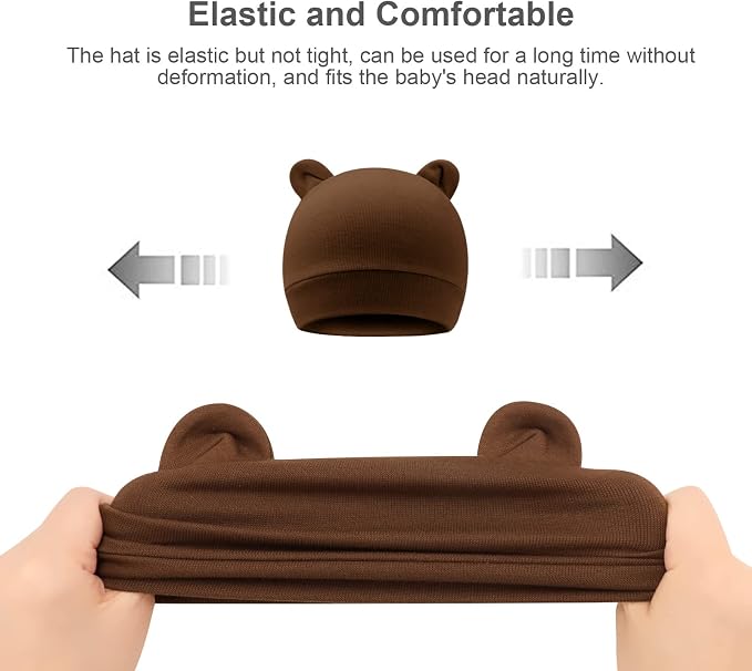Newborn Baby Hat and Mittens Set Bear Ears Toddler Infant Beanie Caps Newborn - Image 4